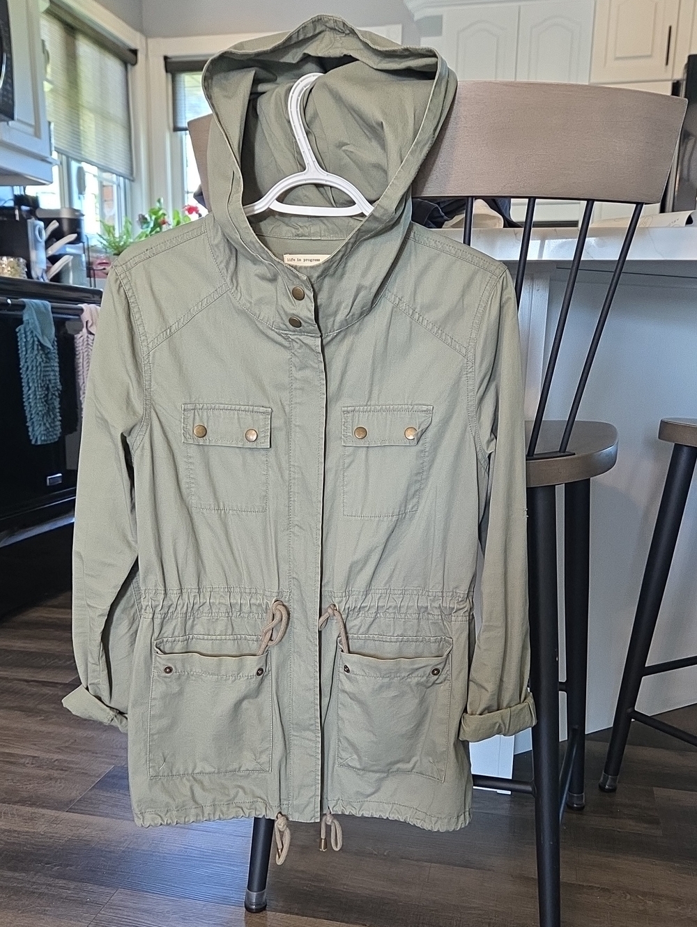 life in progress Light Olive Hooded Utility Jacket